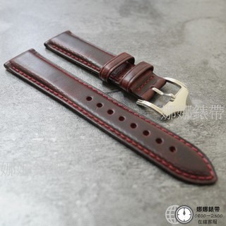 免運 娜娜錶帶20 22mm 三色復古縝密小牛皮 棕/綠/紅 細緻錶扣 皮質真誠質樸 真皮錶帶 皮革錶帶 手工錶帶-細節圖5