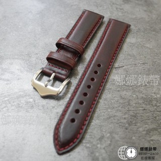 免運 娜娜錶帶20 22mm 三色復古縝密小牛皮 棕/綠/紅 細緻錶扣 皮質真誠質樸 真皮錶帶 皮革錶帶 手工錶帶-細節圖6