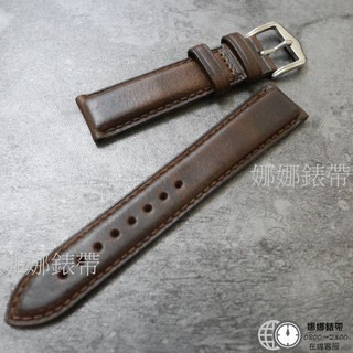 免運 娜娜錶帶20 22mm 三色復古縝密小牛皮 棕/綠/紅 細緻錶扣 皮質真誠質樸 真皮錶帶 皮革錶帶 手工錶帶-細節圖7