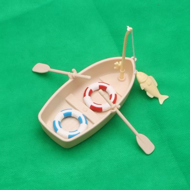 【臥水族】微景觀迷你仿真小船游泳圈釣魚漁船漁缸漂浮造景模型玩具-規格圖1