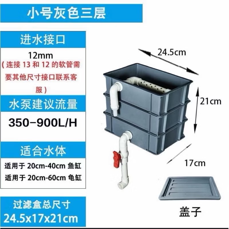 【臥水族】魚缸周轉箱 魚缸過濾箱 水循環系統增氧過濾器 龜缸過濾箱 乾濕分離過濾器 週轉箱-規格圖2