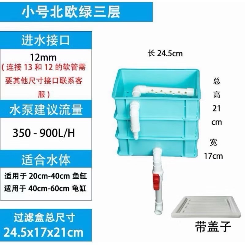 【臥水族】魚缸周轉箱 魚缸過濾箱 水循環系統增氧過濾器 龜缸過濾箱 乾濕分離過濾器 週轉箱-規格圖2