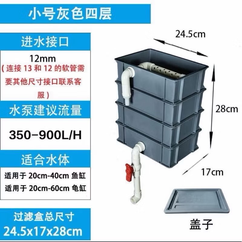 【臥水族】魚缸周轉箱 魚缸過濾箱 水循環系統增氧過濾器 龜缸過濾箱 乾濕分離過濾器 週轉箱-規格圖2