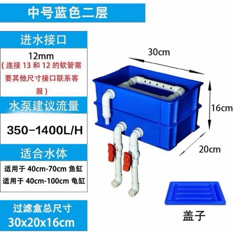 【臥水族】魚缸周轉箱 魚缸過濾箱 水循環系統增氧過濾器 龜缸過濾箱 乾濕分離過濾器 週轉箱-規格圖2