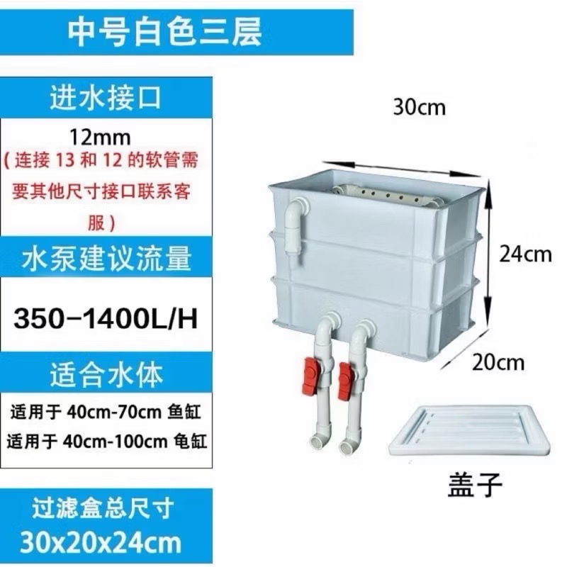 【臥水族】魚缸周轉箱 魚缸過濾箱 水循環系統增氧過濾器 龜缸過濾箱 乾濕分離過濾器 週轉箱-規格圖2