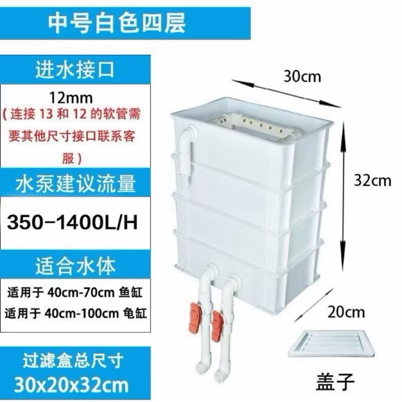 【臥水族】魚缸周轉箱 魚缸過濾箱 水循環系統增氧過濾器 龜缸過濾箱 乾濕分離過濾器 週轉箱-規格圖2