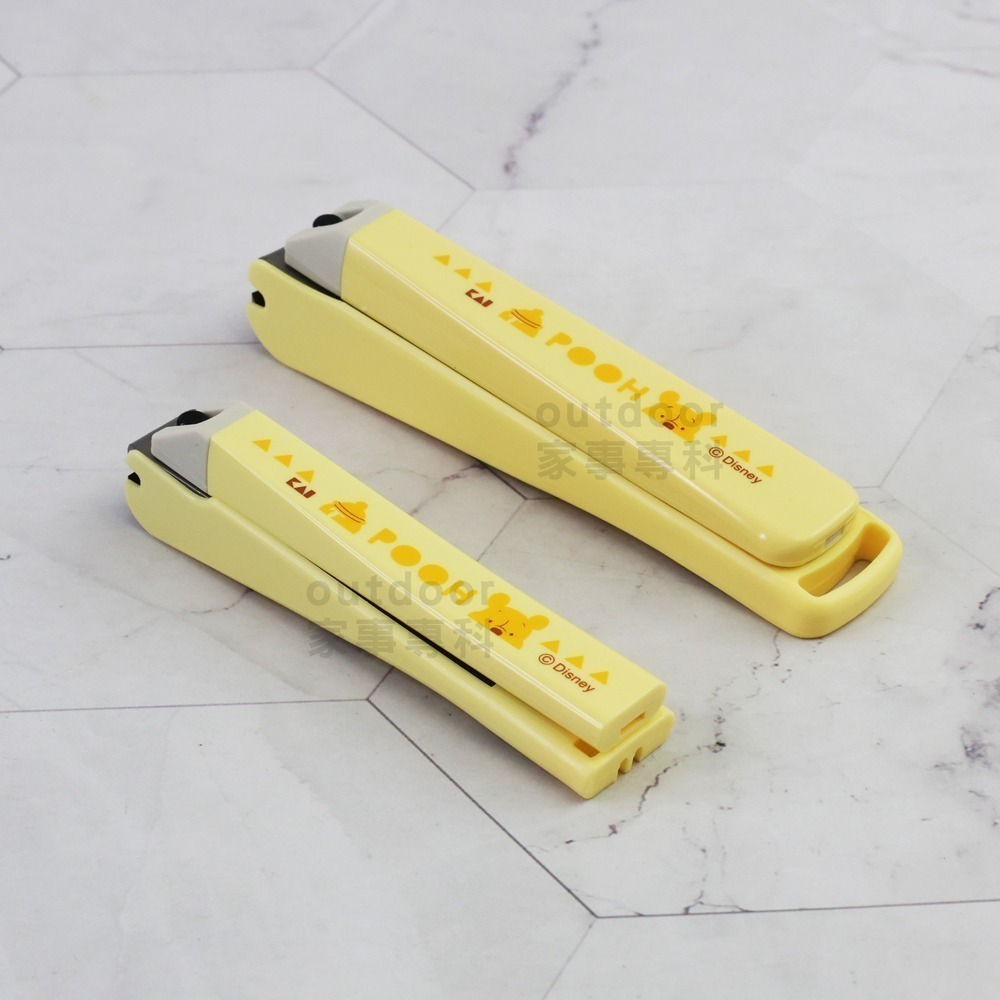 outdoor家事專科 日本製 貝印KAI 小熊維尼不銹鋼指甲剪 S號平刃/M號曲刃 附銼刀 KK-1490/91-細節圖3