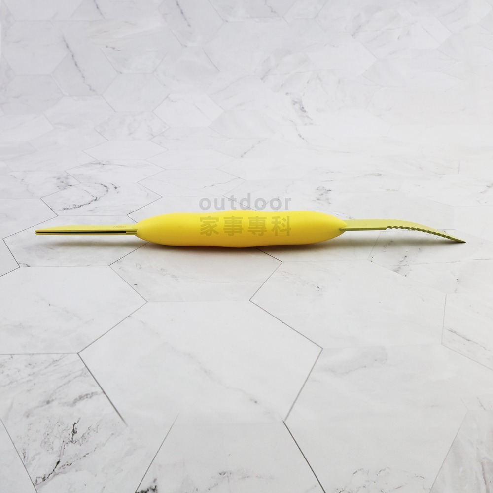 outdoor家事專科 日本貝印KAI 雙刃葡萄柚刀 鋸齒刀 水果刀 柳橙 Broad Beans 黃色 AB-5566-細節圖3