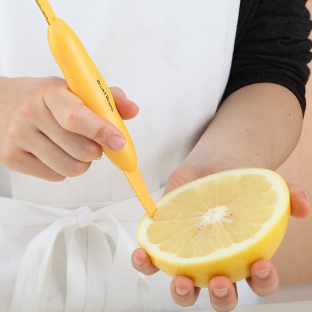 outdoor家事專科 日本貝印KAI 雙刃葡萄柚刀 鋸齒刀 水果刀 柳橙 Broad Beans 黃色 AB-5566-細節圖10