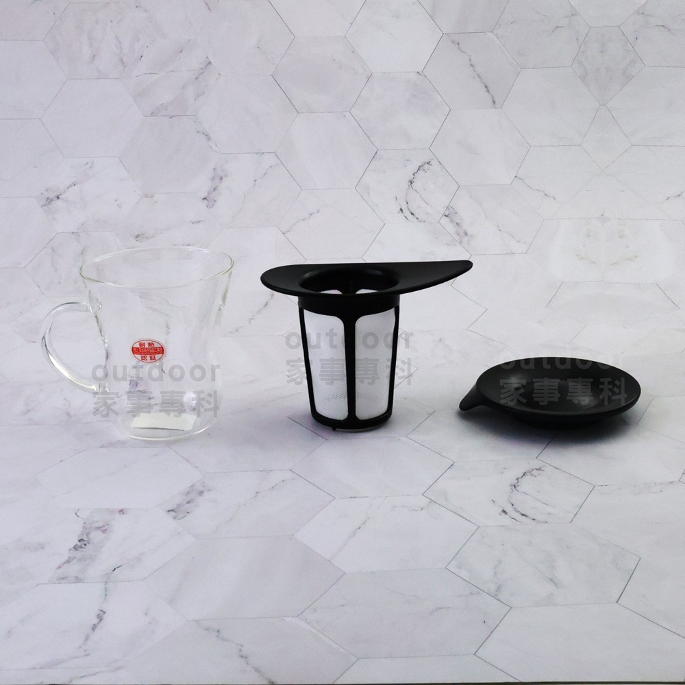 outdoor家事專科 日本製 HARIO V60 多用途耐熱玻璃沖泡杯 200ml 附濾網/上蓋 免濾紙 OTM-1B-細節圖3