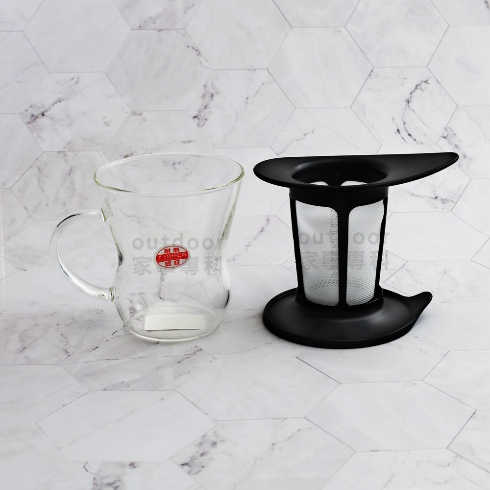 outdoor家事專科 日本製 HARIO V60 多用途耐熱玻璃沖泡杯 200ml 附濾網/上蓋 免濾紙 OTM-1B-細節圖8