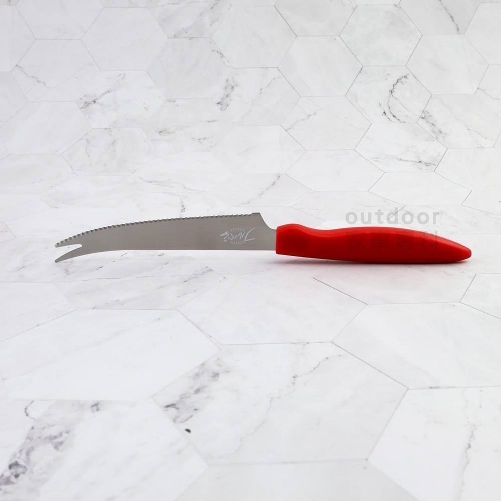 outdoor家事專科 日本製 下村工業 齒型蕃茄起司刀 紅柄 鋸齒刀刃 水果小刀 果物刀 薄切 薄片刀 FV-102-細節圖8