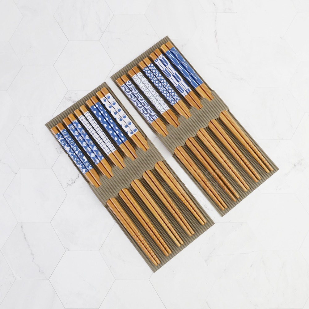 outdoor家事專科 日本製SUNLIFE 22.5cm天然竹筷子 五雙入裝 公筷 環保筷 家庭筷 竹吉祥文/竹個紋-細節圖2