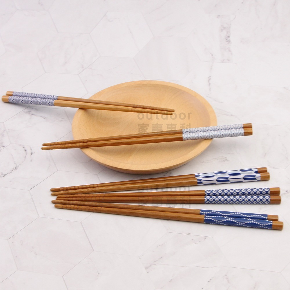 outdoor家事專科 日本製SUNLIFE 22.5cm天然竹筷子 五雙入裝 公筷 環保筷 家庭筷 竹吉祥文/竹個紋-細節圖5