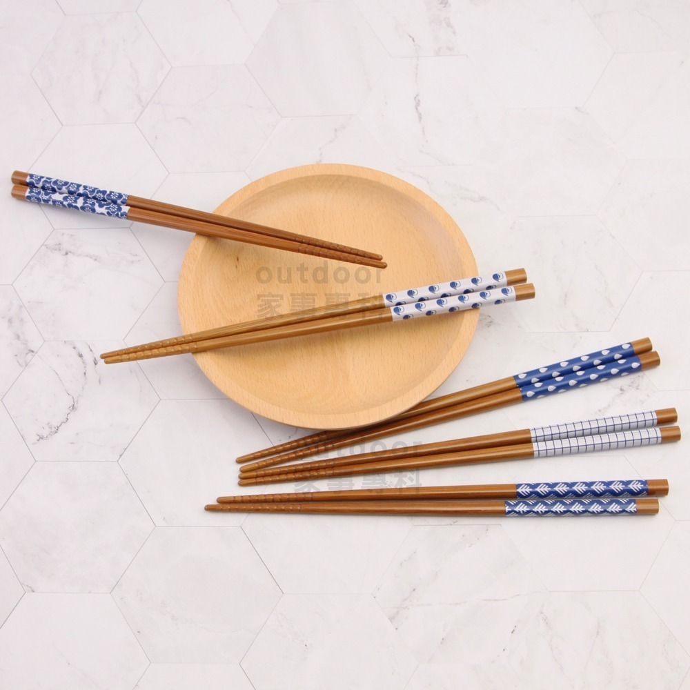 outdoor家事專科 日本製SUNLIFE 22.5cm天然竹筷子 五雙入裝 公筷 環保筷 家庭筷 竹吉祥文/竹個紋-細節圖6