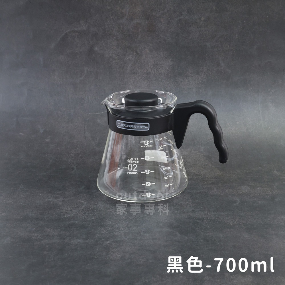 outdoor家事專科 日本製HARIO V60 耐熱玻璃咖啡壺 花茶壺 熱茶 咖啡 450/700/1000ml-規格圖6