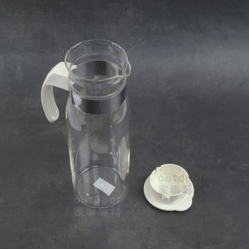 outdoor家事專科 日本製 HARIO 直立式耐熱玻璃冷水壺 附柄玻璃壺 玻璃水壺 1.4L 白蓋/灰蓋-細節圖4