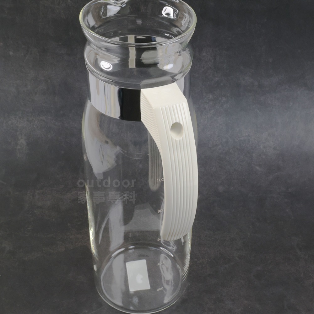 outdoor家事專科 日本製 HARIO 直立式耐熱玻璃冷水壺 附柄玻璃壺 玻璃水壺 1.4L 白蓋/灰蓋-細節圖6