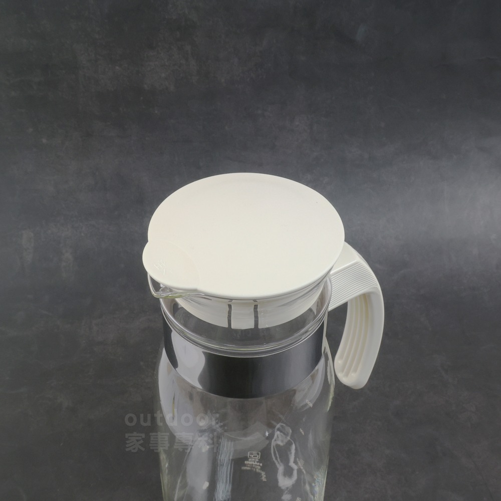 outdoor家事專科 日本製 HARIO 直立式耐熱玻璃冷水壺 附柄玻璃壺 玻璃水壺 1.4L 白蓋/灰蓋-細節圖7