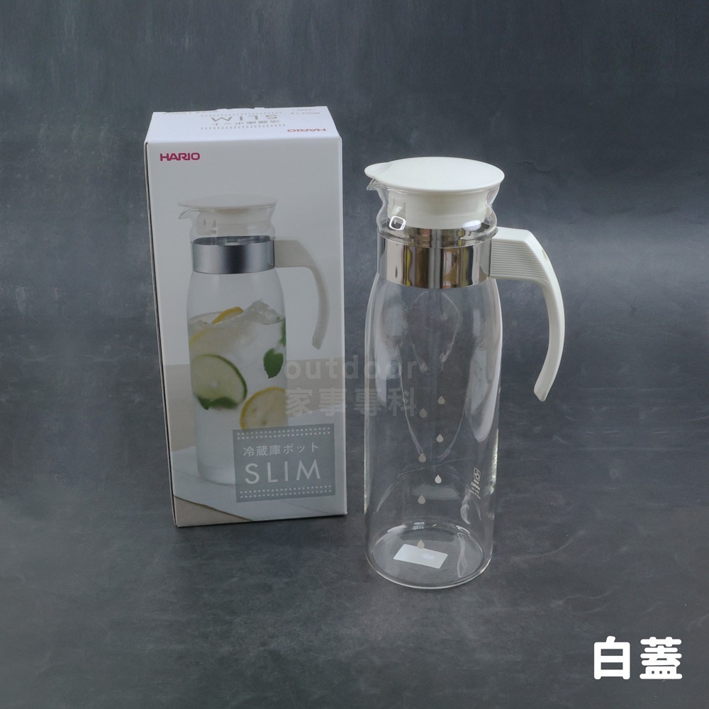 outdoor家事專科 日本製 HARIO 直立式耐熱玻璃冷水壺 附柄玻璃壺 玻璃水壺 1.4L 白蓋/灰蓋-規格圖10
