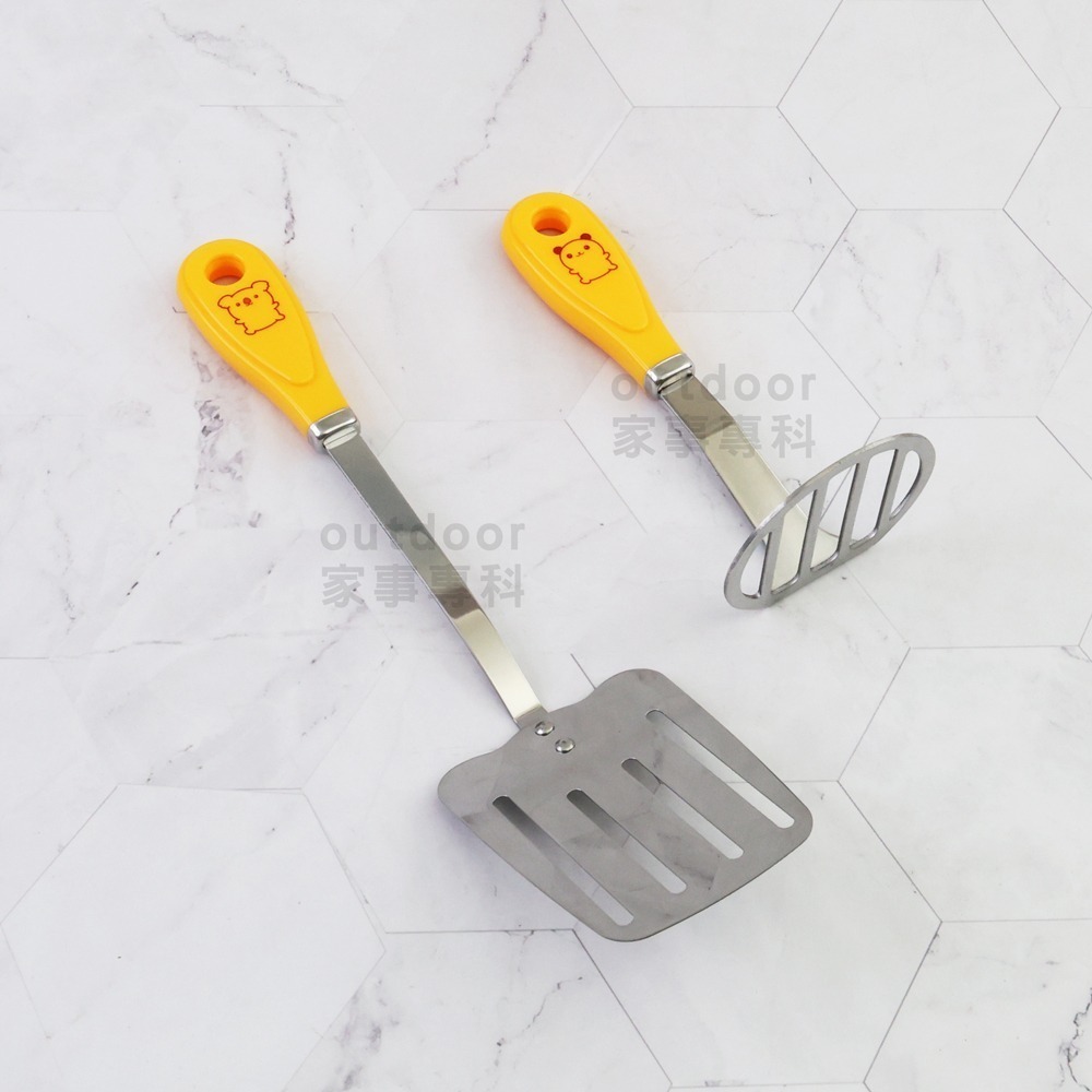 outdoor家事專科 日本製 貝印 KID＇S不銹鋼帶孔平鏟/壓馬鈴薯器 煎鏟/壓泥器 親子料理用具-細節圖2