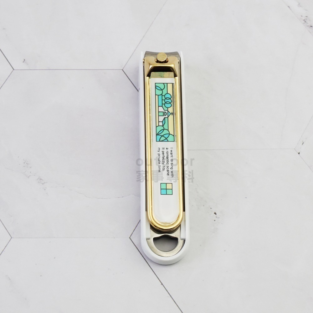 outdoor家事專科 日本製 貝印KAI 鍍金電解不銹鋼指甲剪 哥德彩繪S/M 曲刃附銼刀部 KE-0601/0602-細節圖2