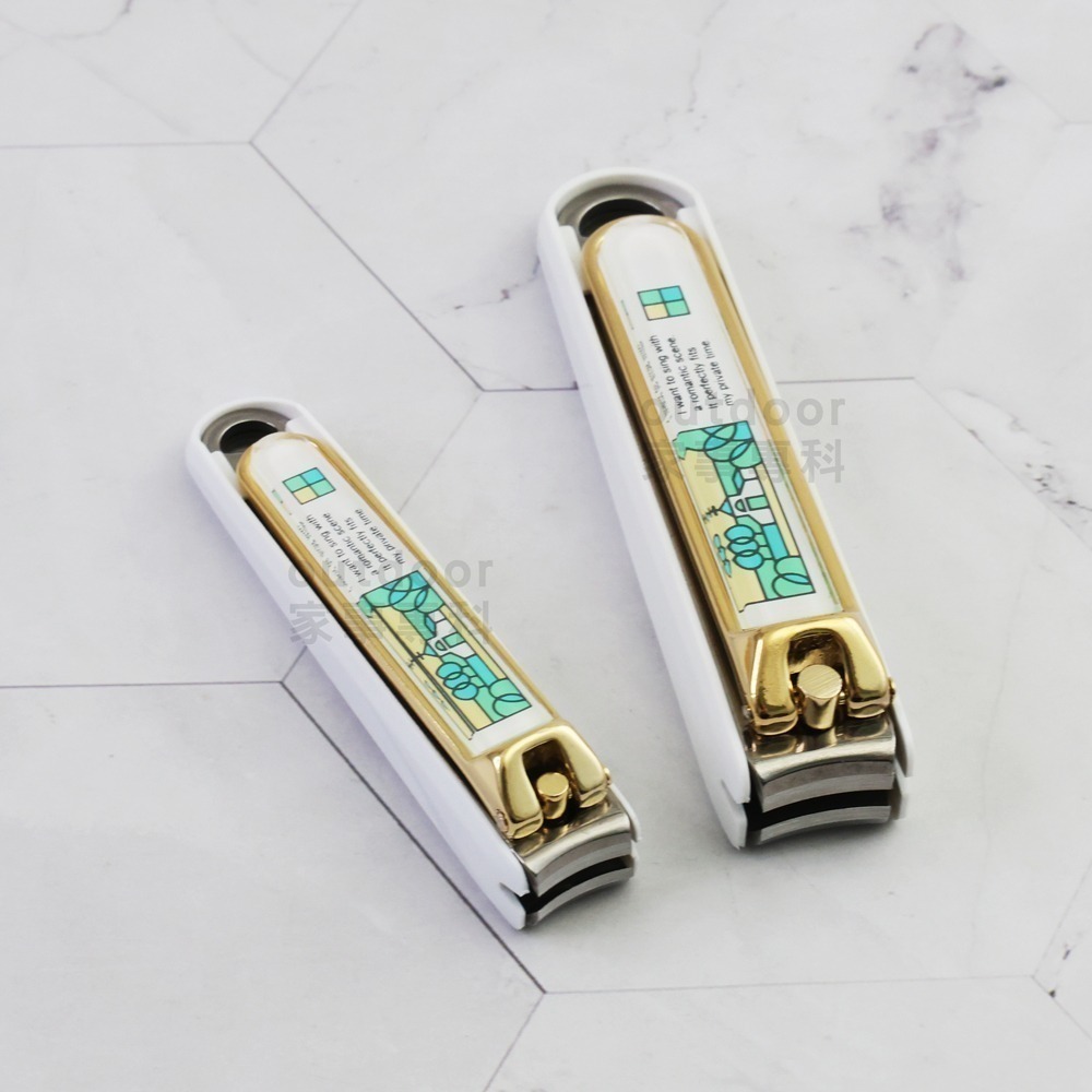 outdoor家事專科 日本製 貝印KAI 鍍金電解不銹鋼指甲剪 哥德彩繪S/M 曲刃附銼刀部 KE-0601/0602-細節圖3