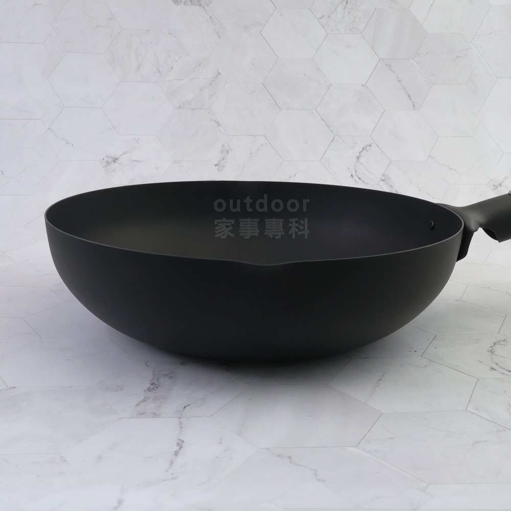 outdoor家事專科 日本製 TAKUMI匠 岩紋鐵製深炒鍋 28/30CM 鐵鍋 單柄炒鍋 IH爐可用-細節圖7