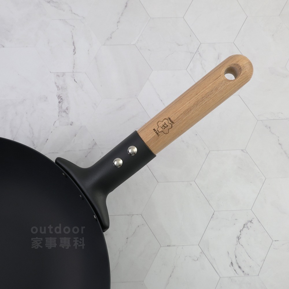 outdoor家事專科 日本製 TAKUMI匠 岩紋鐵製深炒鍋 28/30CM 鐵鍋 單柄炒鍋 IH爐可用-細節圖9