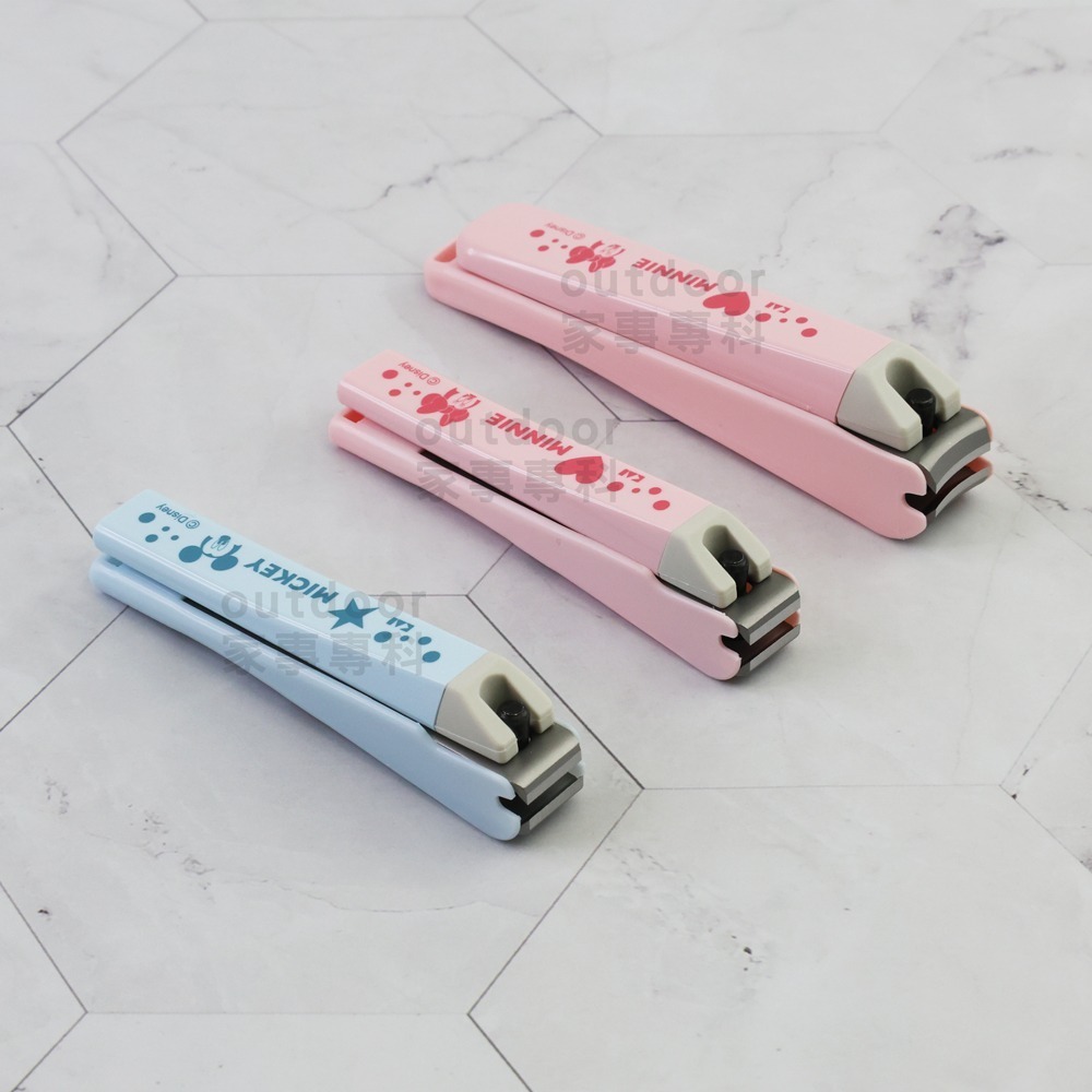 outdoor家事專科 日本製 貝印KAI 米奇米妮不銹鋼指甲剪 S號平刃/M號曲刃 附銼刀-細節圖2