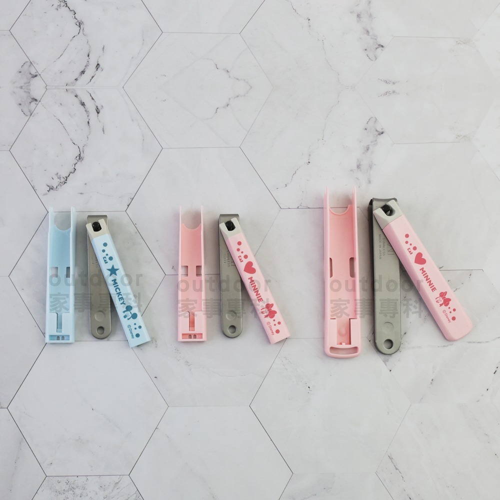 outdoor家事專科 日本製 貝印KAI 米奇米妮不銹鋼指甲剪 S號平刃/M號曲刃 附銼刀-細節圖4