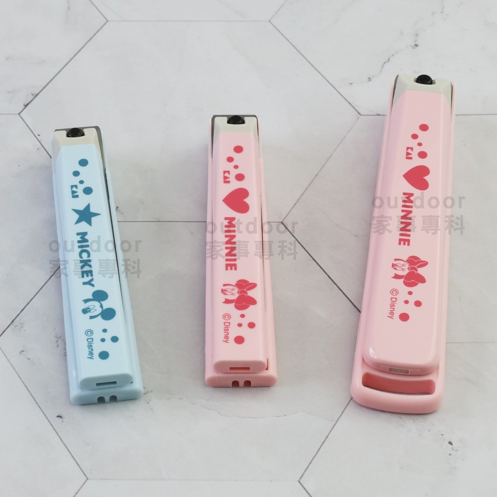 outdoor家事專科 日本製 貝印KAI 米奇米妮不銹鋼指甲剪 S號平刃/M號曲刃 附銼刀-細節圖7