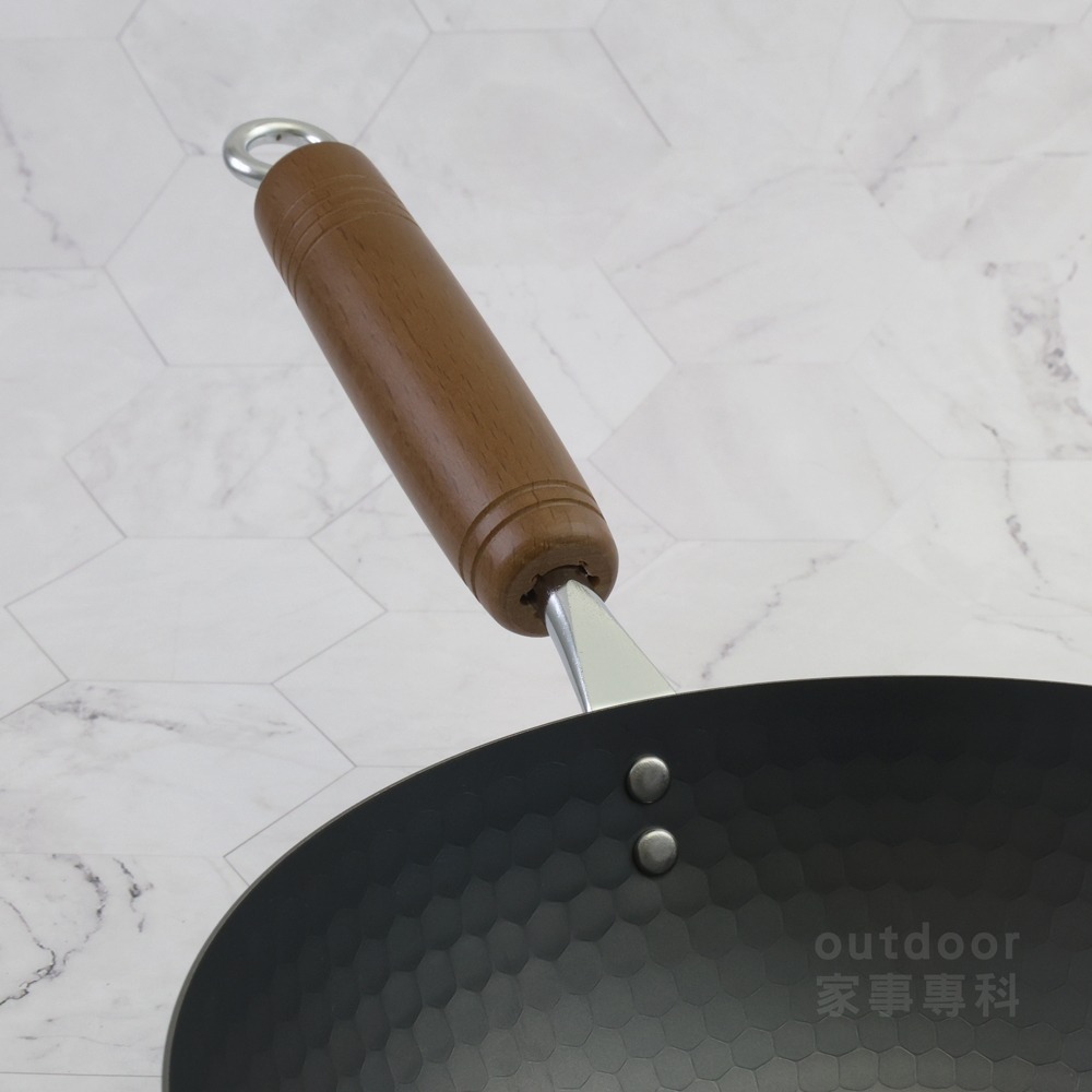 outdoor家事專科 日本製 Pearl Life 窒化鐵槌目小炒鍋 鐵鍋 20/22/24/27cm 平底深炒鍋-細節圖6