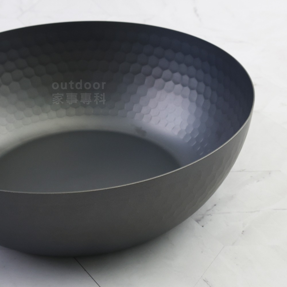 outdoor家事專科 日本製 Pearl Life 窒化鐵槌目小炒鍋 鐵鍋 20/22/24/27cm 平底深炒鍋-細節圖8