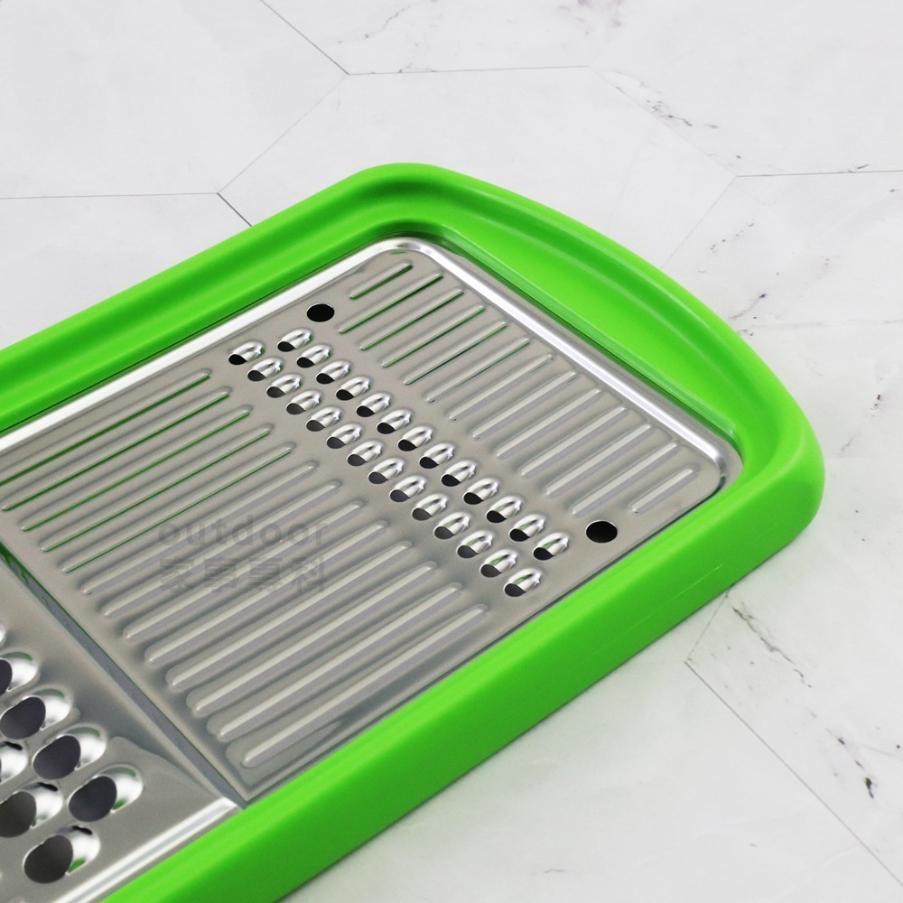 outdoor家事專科 日本製 下村工業 不銹鋼蔬菜刨絲器 削絲器 粗絲&細絲 二合一 刨刀 綠色 FV-604-細節圖6