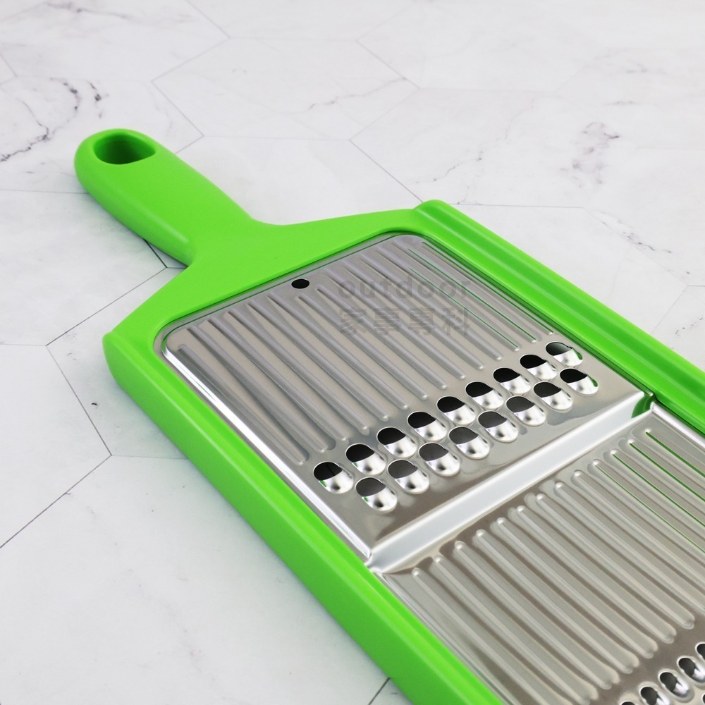 outdoor家事專科 日本製 下村工業 不銹鋼蔬菜刨絲器 削絲器 粗絲&細絲 二合一 刨刀 綠色 FV-604-細節圖7