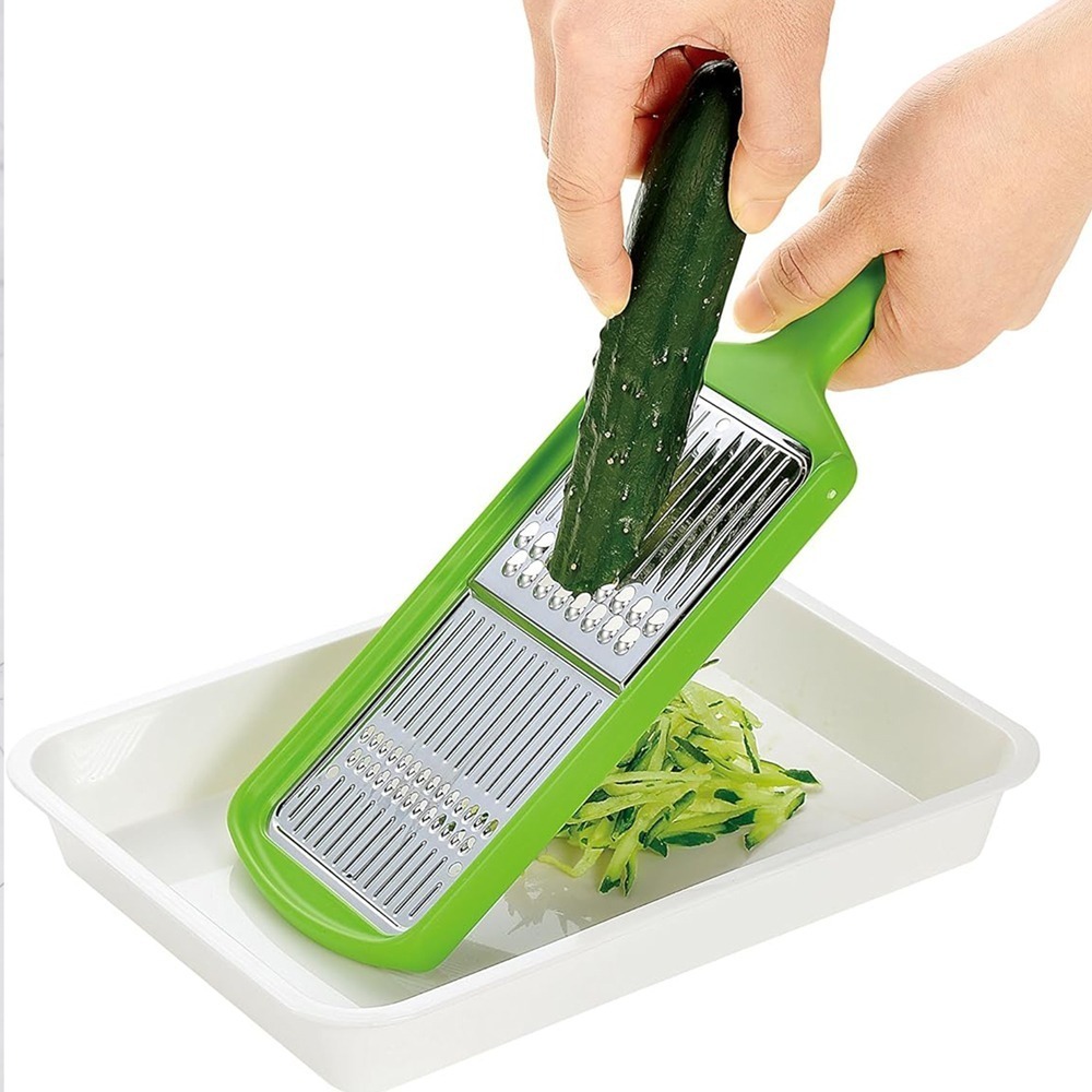 outdoor家事專科 日本製 下村工業 不銹鋼蔬菜刨絲器 削絲器 粗絲&細絲 二合一 刨刀 綠色 FV-604-細節圖10