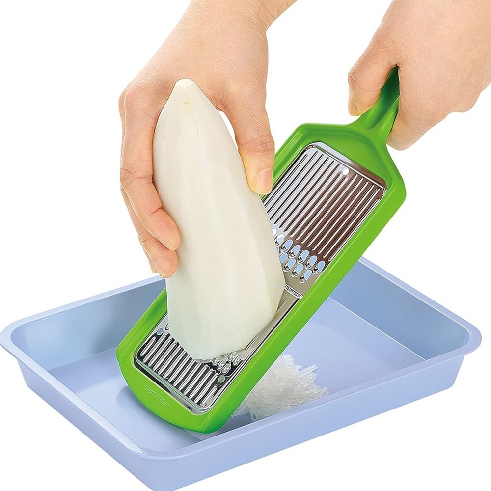 outdoor家事專科 日本製 下村工業 不銹鋼蔬菜刨絲器 削絲器 粗絲&細絲 二合一 刨刀 綠色 FV-604-細節圖11