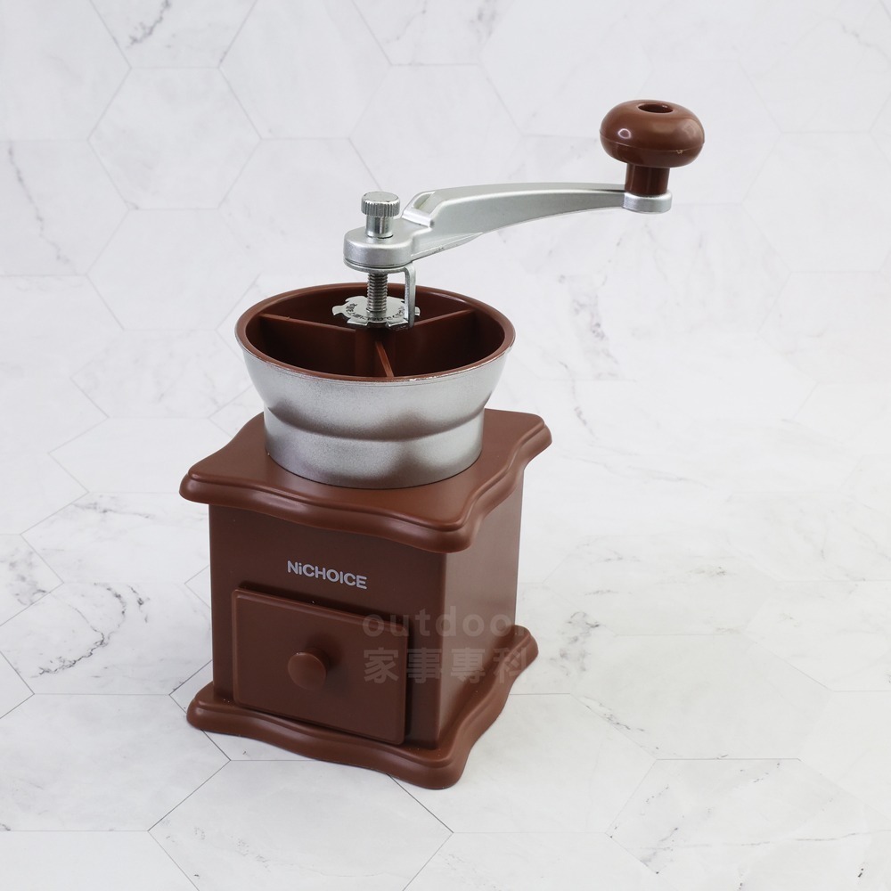 outdoor家事專科 日本Nichoice 手搖式陶瓷磨豆器 手動式 仿木質 陶瓷磨刀 中/深焙豆研磨 CBM-934-細節圖2