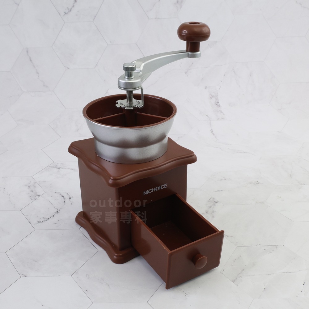 outdoor家事專科 日本Nichoice 手搖式陶瓷磨豆器 手動式 仿木質 陶瓷磨刀 中/深焙豆研磨 CBM-934-細節圖5