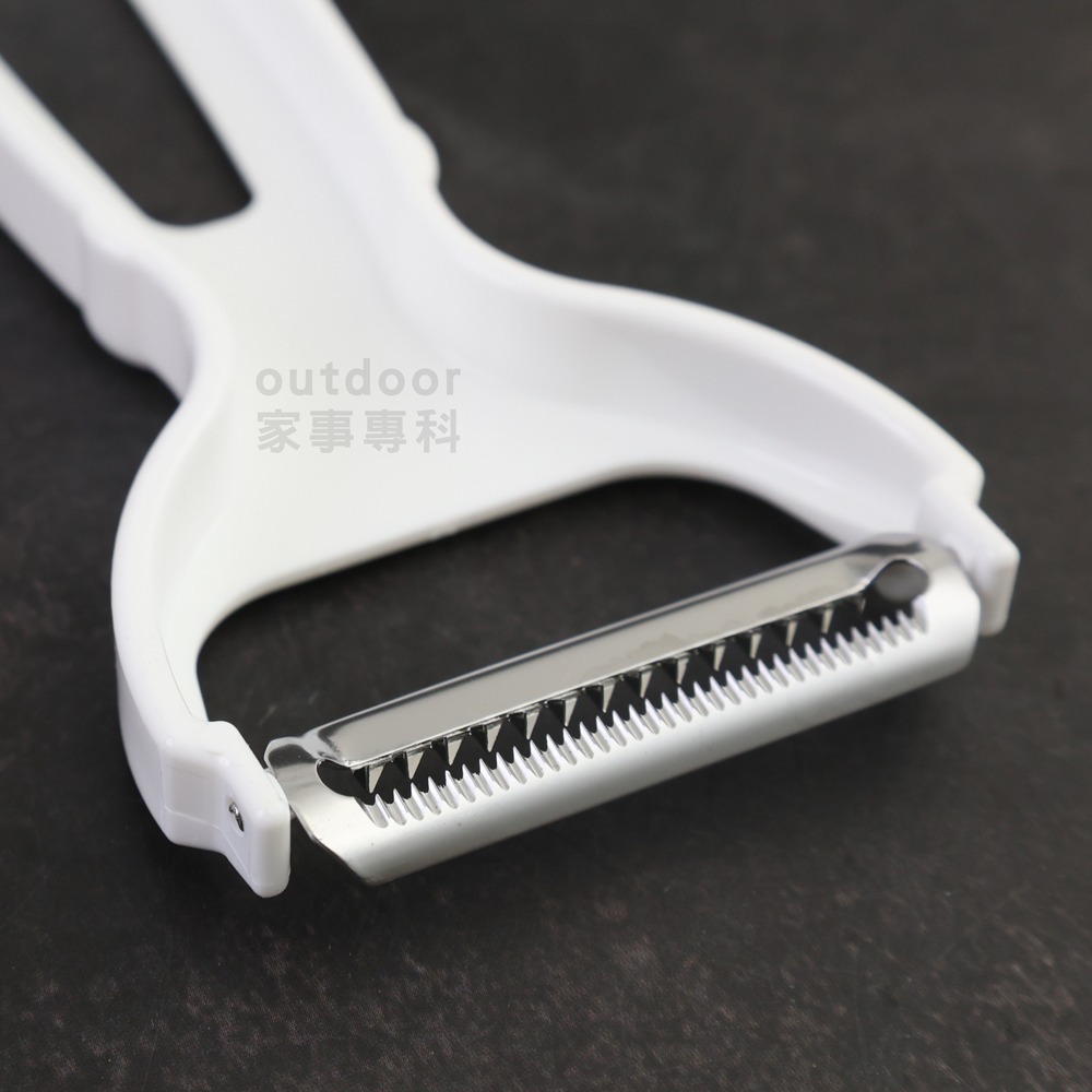 outdoor家事專科 日本製 echo 不銹鋼細絲刮皮器 刨絲器 削絲 刨刀 牛蒡 蘿蔔 蔬菜刨絲 白色 147264-細節圖8