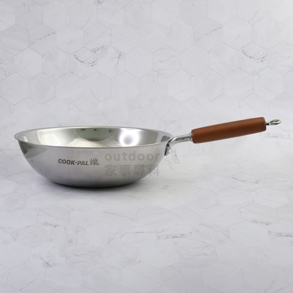 outdoor家事專科 日本製 Yoshikawa吉川 鑨COOK-PAL 18-8三層鋼炒鍋 30cm YJ-1744-細節圖2
