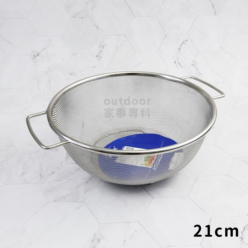 outdoor家事專科 日本製 Yoshikawa吉川 18-8不銹鋼圓篩籃 雙耳 21/24cm SH-9012/13-規格圖10