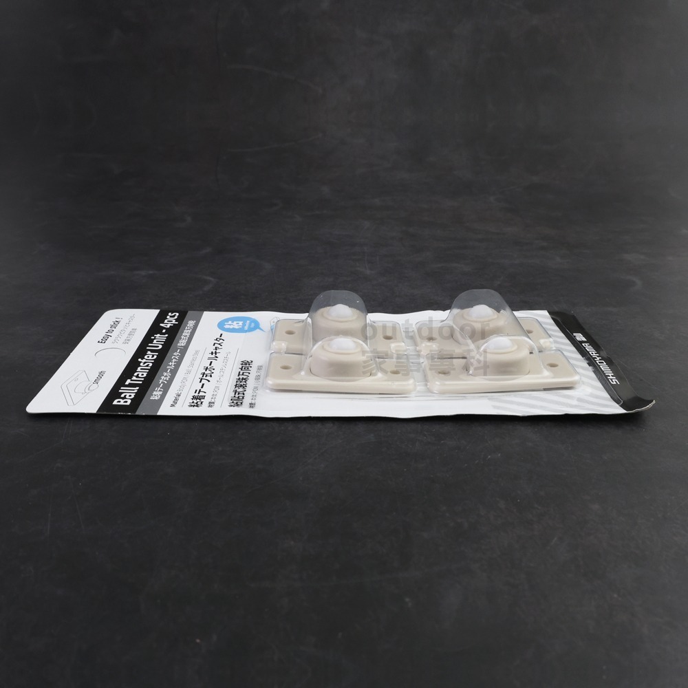 outdoor家事專科 日本霜山SHIMOYAMA 黏貼式球形滾輪腳 4入組 辦公收納櫃 滑輪 活動輪 SY-97308-細節圖2