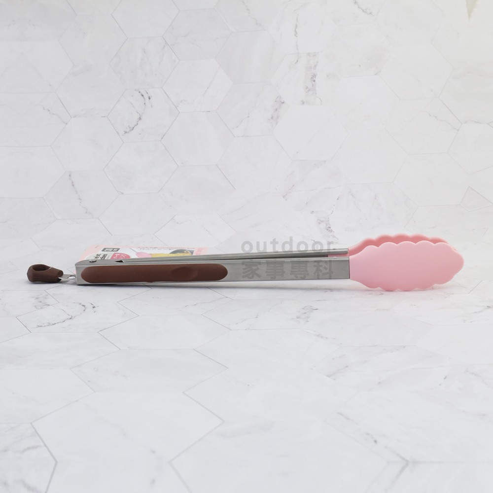 outdoor家事專科 日本HIROSHO 可扣式耐熱尼龍食物夾 烤肉夾 沙拉夾 防刮防滑 30cm 粉色 SKT-30-細節圖3