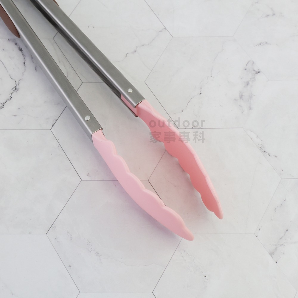 outdoor家事專科 日本HIROSHO 可扣式耐熱尼龍食物夾 烤肉夾 沙拉夾 防刮防滑 30cm 粉色 SKT-30-細節圖9