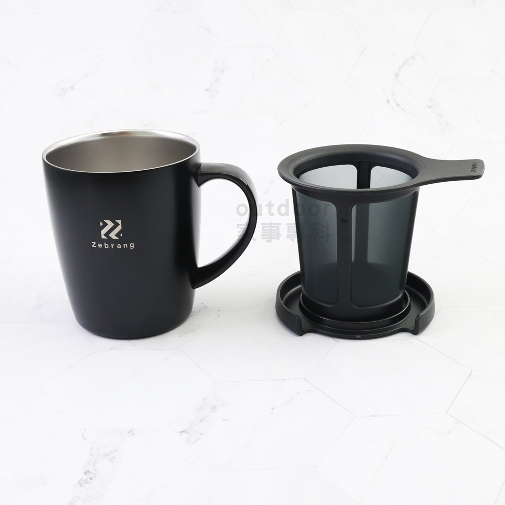 outdoor家事專科 日本HARIO Zebrang附蓋沖泡馬克杯380ml 附濾網/收納袋 ZB-SMCM-300B-細節圖5