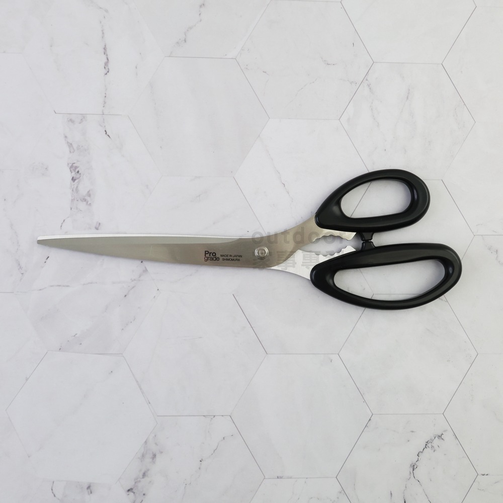 outdoor家事專科 日本製 下村工業 shimomura 廚房料理剪刀 Pro Grade 黑色加長款 PG-409-細節圖3