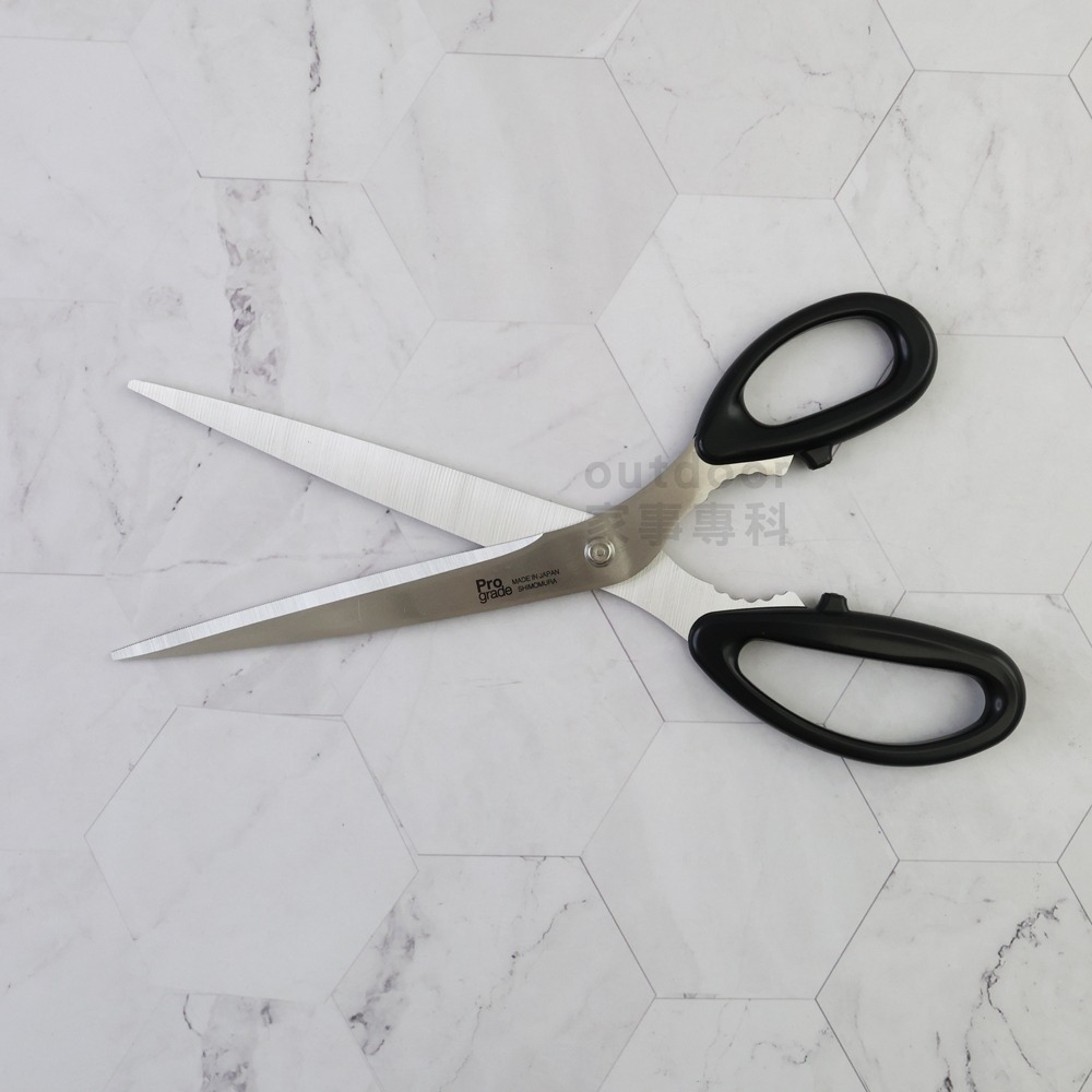 outdoor家事專科 日本製 下村工業 shimomura 廚房料理剪刀 Pro Grade 黑色加長款 PG-409-細節圖5