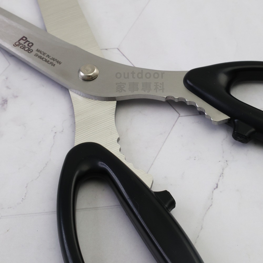 outdoor家事專科 日本製 下村工業 shimomura 廚房料理剪刀 Pro Grade 黑色加長款 PG-409-細節圖7